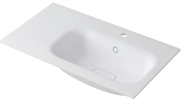 Lavabo a incasso rettangolare vasca a destra L 90.5 x H 15 x P 46 cm in resina bianco lucido