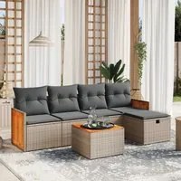 Set Divano da Giardino 6 pz con Cuscini Grigio in Polyrattan 3265729