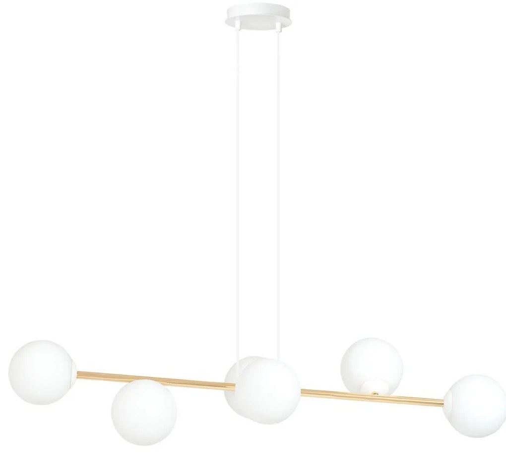Lampadario a sospensione GRAVITY 6 Nero/Bianco e Oro 6xE14