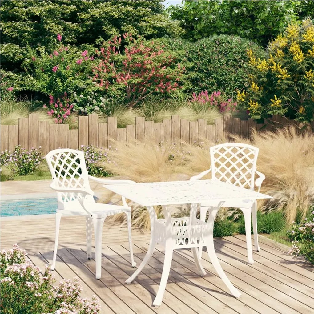 Set Da Bistrot 3 Pz İn Alluminio Pressofuso Bianco /