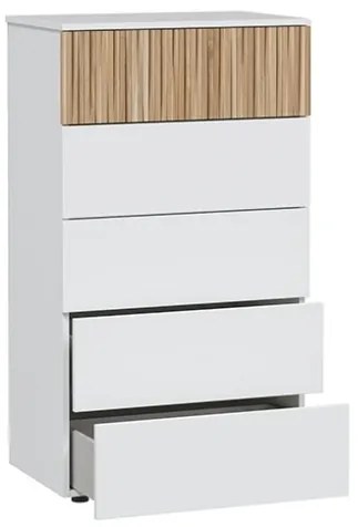 Cassettiera 5 Cassetti 61x40x109 Settimanale Ethna Bianco E Rovere Listato