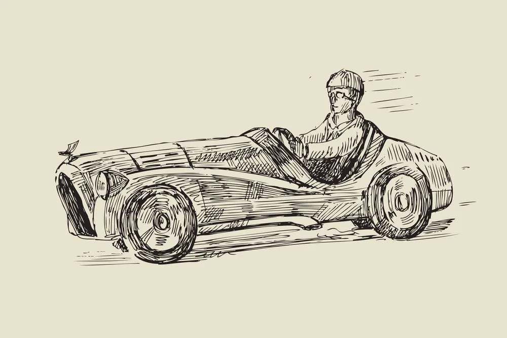 Quadro su tela – Auto da corsa in stile retrò