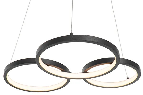 Lampada a sospensione nera con LED a dimmer a 3 livelli 3 luci - Rondas