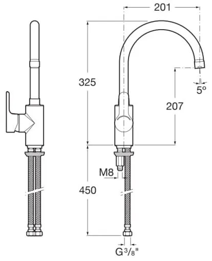 Roca A5A8409C00 - Miscelatore lavabo L20 32,5 cm cromo lucido