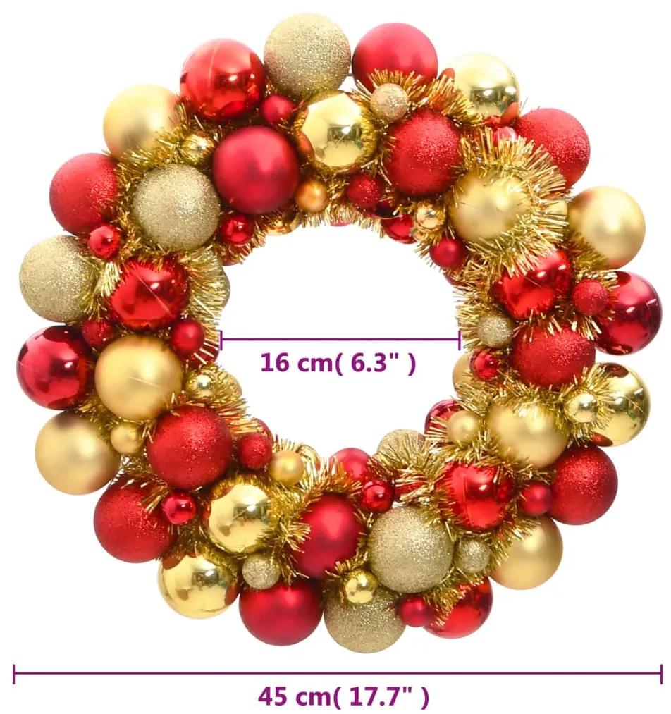Ghirlanda di Natale Rosso e Oro 45 cm in Polistirene