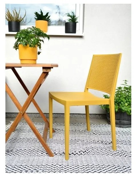 Sedia da giardino in plastica gialla Grid - Rojaplast