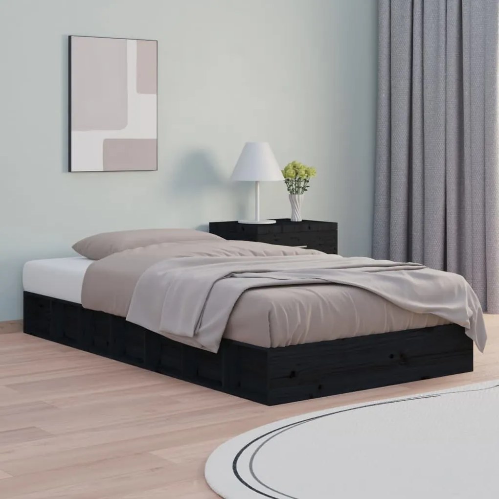 Giroletto Nero 90x200 Cm İn Legno Massello /