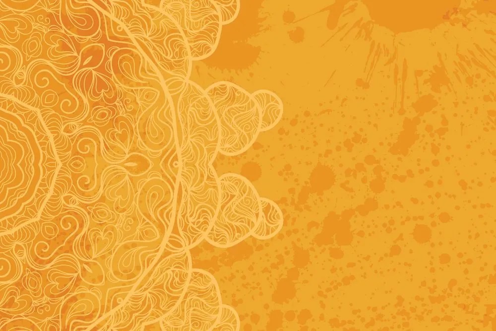 Stampa su tela – Arabesco arancione su sfondo astratto