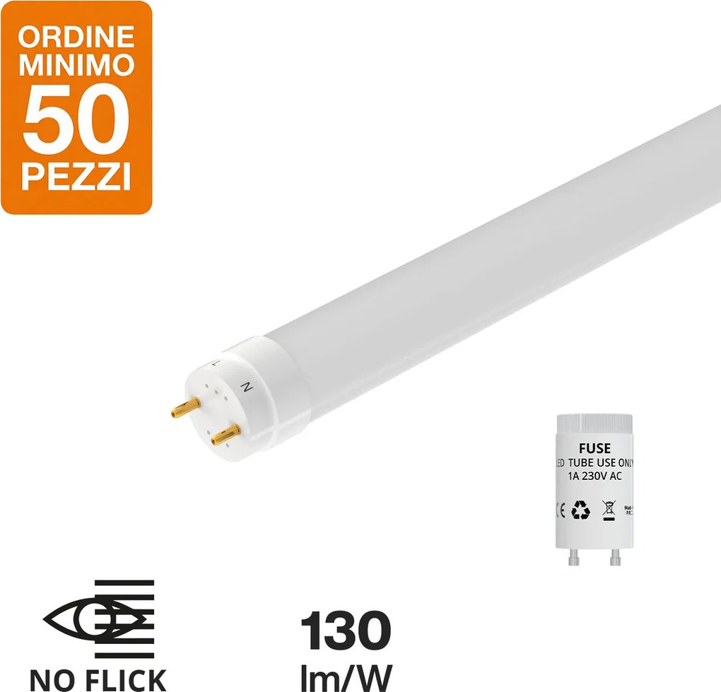 Tubo LED 22W 150cm 130lm/W con starter Osram chip LED OFFERTA PACK 50pz Colore Bianco Naturale 4.000K