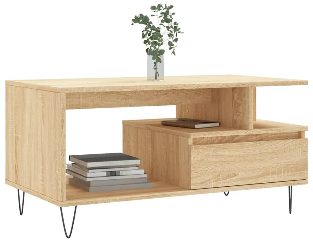 Tavolino da salotto rovere sonoma 90x49x45 cm legno multistrato