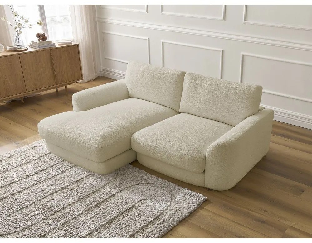 Divano angolare beige (con penisola a sinistra/con chaise lounge) con rivestimento in bouclé Leonore – Bobochic Paris