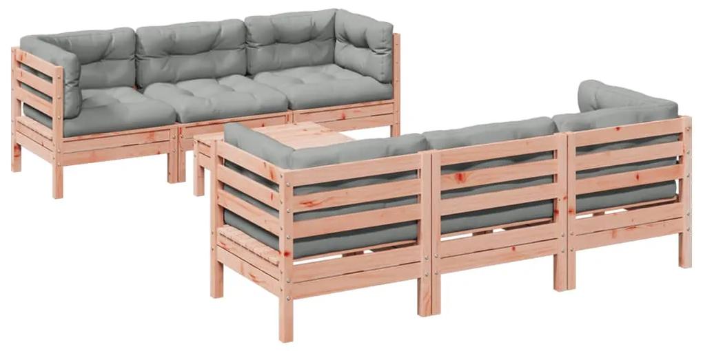 Set divani giardino 7 pz cuscini legno massello abete douglas