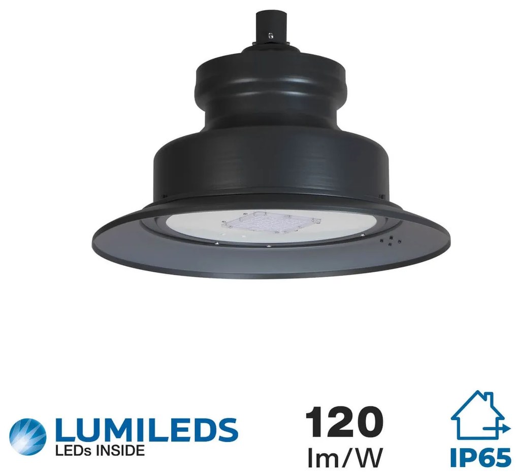 Lampione Stradale 40W LED Lumileds 120lm/w No Flickering Nero Colore Bianco Naturale 4.000K