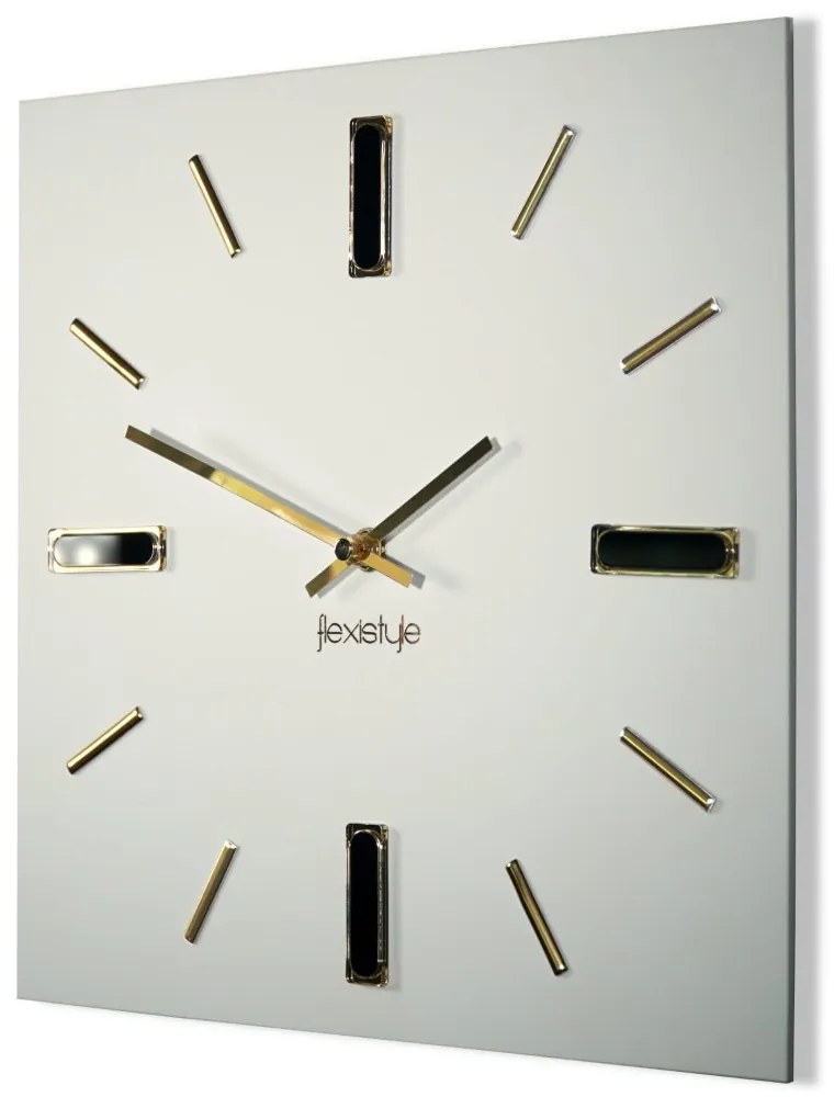 Orologio bianco BRILLIANT 30 cm con accessori dorati