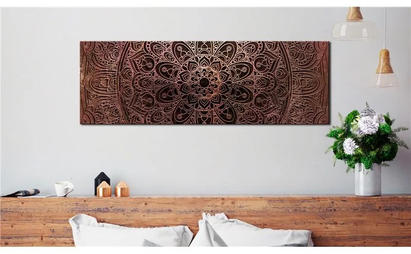 Quadro Mandala  Amber Silence  Colore Marrone, Dimensioni e Misure 120x40