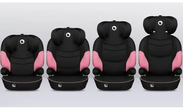 Lionelo - Seggiolino auto LARS i-Dimensioni 100-150 cm nero/rosa