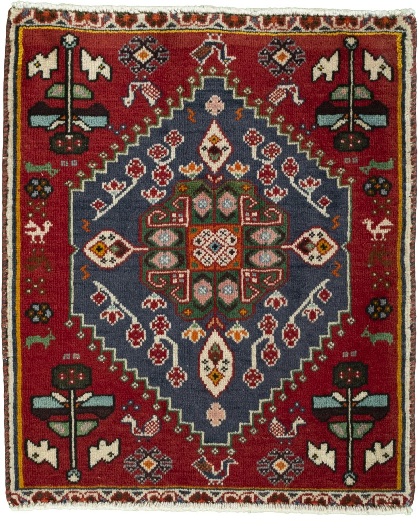 Shiraz Tappeto 70x60 Blu (Iran) Annodato A Mano