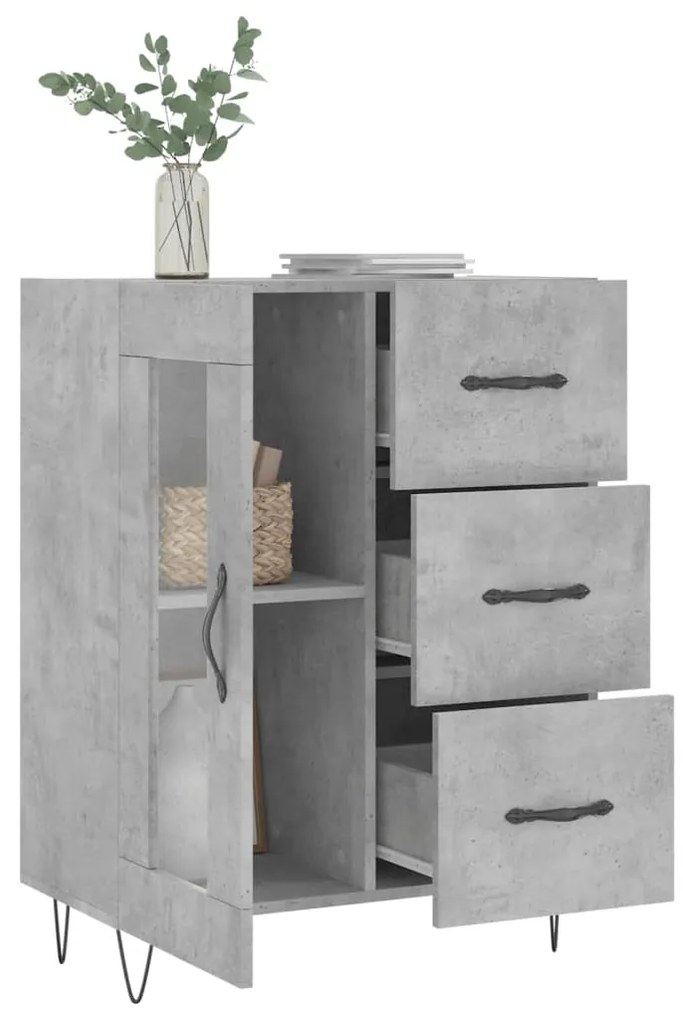 Credenza grigio cemento 69,5x34x90 cm in legno multistrato