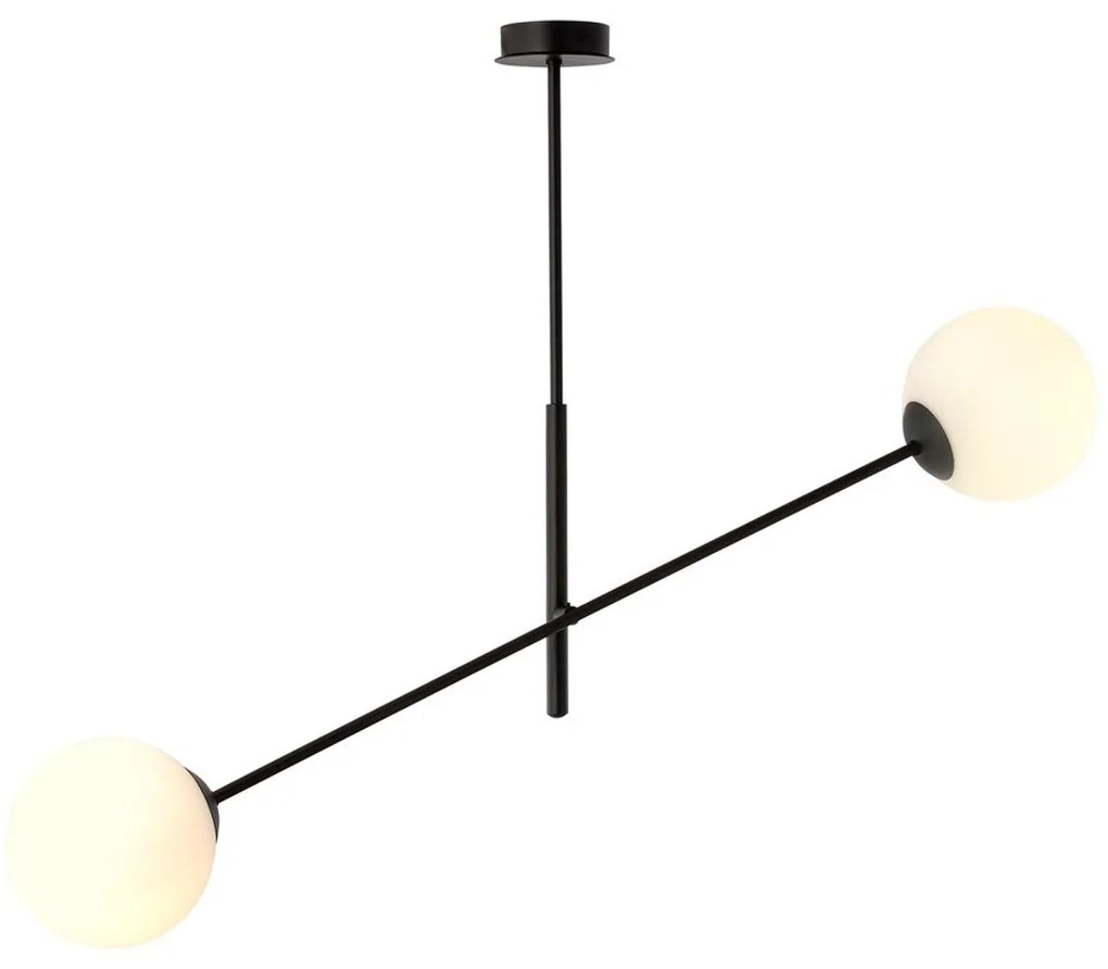 Lampadario da Soffitto in Acciaio e Vetro LINEAR 2 Nero 2xE14