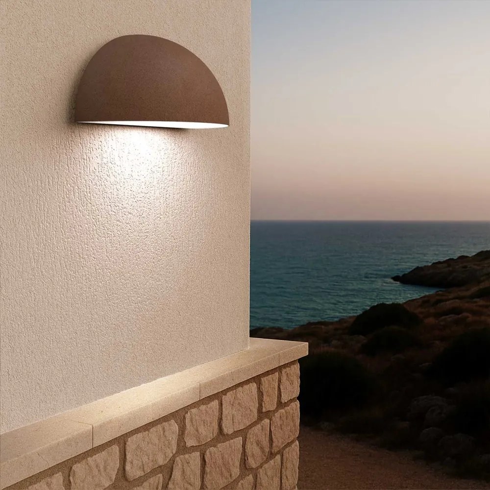 Applique Curva Monodirezionale con base E27, IP54 Corten - Serie BRINA Base E27