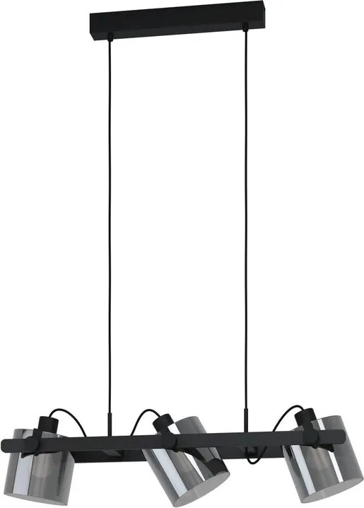 Lampadario Moderno Hornwood nero paralume nero e trasparente 3x E27 EGLO