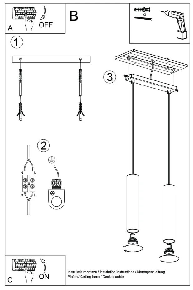 Lampadario color crema Castro – Sollux