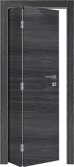 Porta interna pieghevole a libro asimmetrica Oxford in legno colore antracite, L 80 x H 210 cm, apertura a sinistra