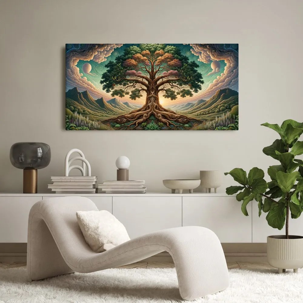Quadro su tela – Misterioso albero della vita sotto il cielo