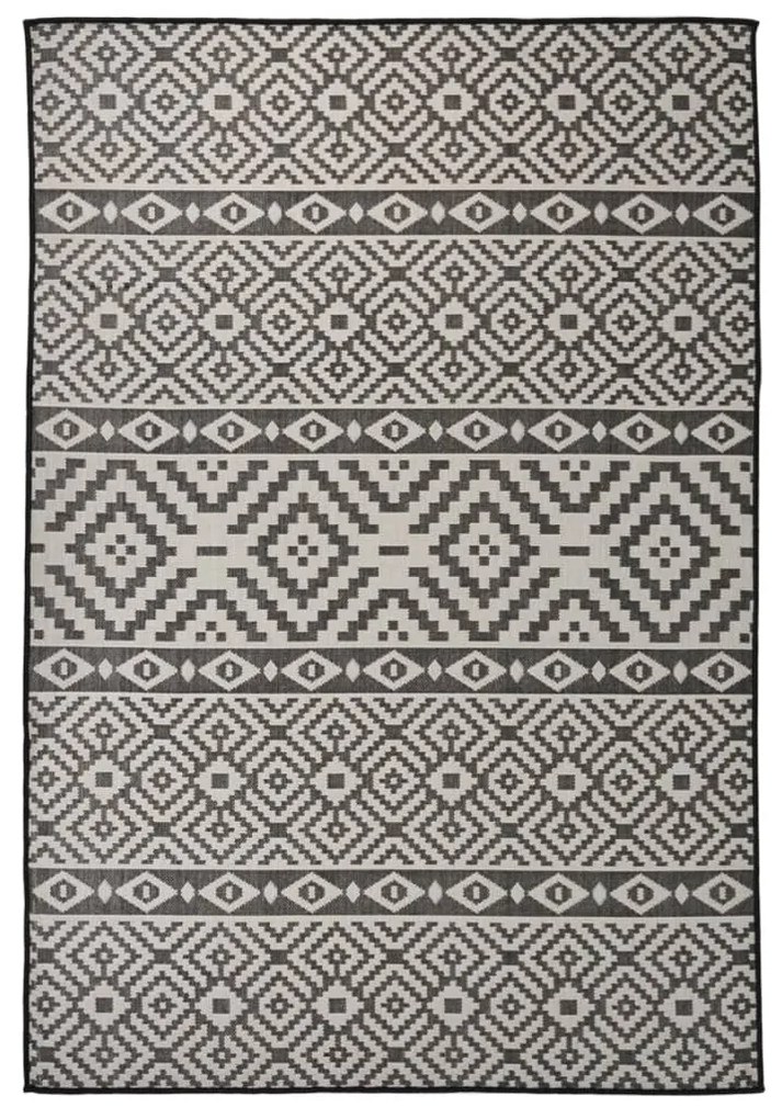 Tappeto Da Esterni A Tessitura Piatta 160x230 Cm Strisce Nere /