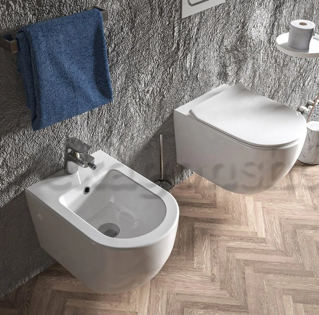 Sanitari sospesi in ceramica rimless sedile con chiusura rallentata - Linea Zeta