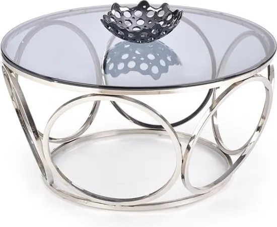 Tavolino da caffè Venus in vetro fumé/argento - ø80/44 cm