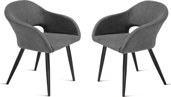 Sedia imbottita in tessuto Antracite con struttura in metallo WEST 2 sedie