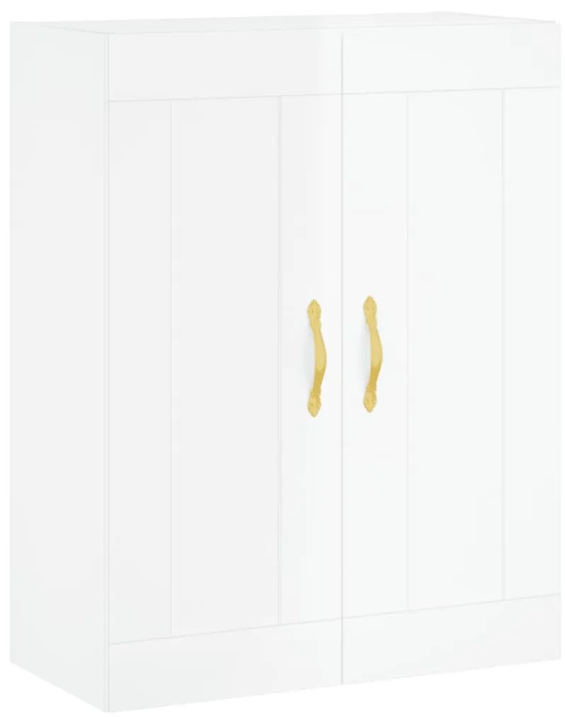 Credenza Bianco Lucido 69,5x34x180 cm in Legno Multistrato