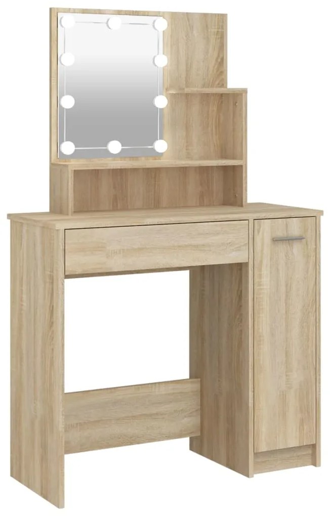 Toeletta con led rovere sonoma 86,5x35x136 cm