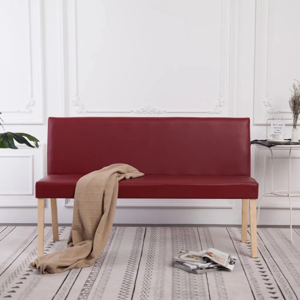 Panca 139,5 Cm Rosso Vino İn Similpelle /