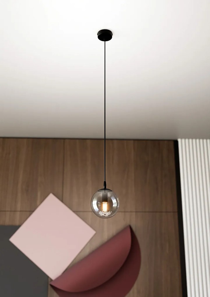 Lampada a sospensione COSMO 1 BL in acciaio e vetro E14