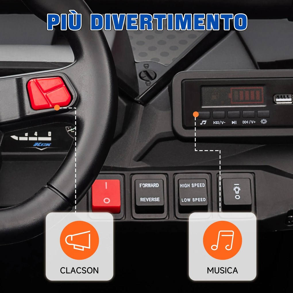 Macchina Elettrica per Bambini 24V Velocità 5-7km/h Guida Manuale e Telecomando Blu...