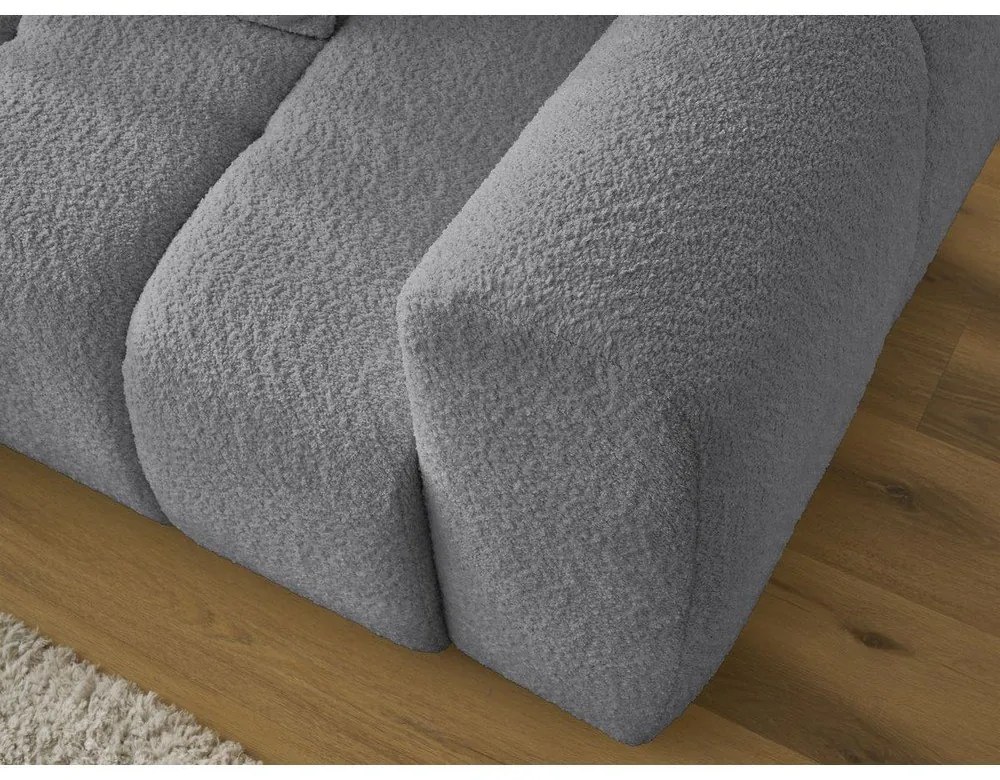 Divano angolare grigio allungabile/con contenitore (con penisola a sinistra/con chaise lounge) con rivestimento in bouclé Roxelane – Bobochic Paris