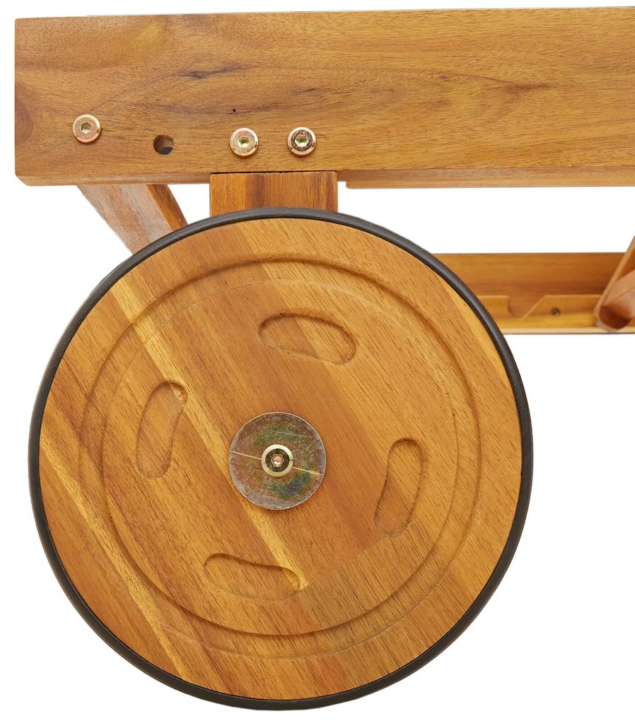 Lettini prendisole 2 pz con ruote e cuscino in legno massello di acacia