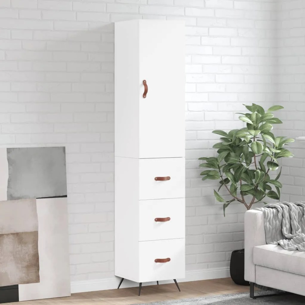 Credenza Bianca 34,5x34x180 Cm İn Legno Multistrato /