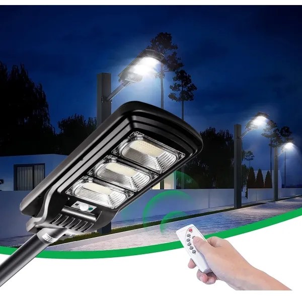 Lampada stradale solare LED con sensore LED/180W/6V 6500K IP65 + telecomando