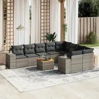 Set Divano da Giardino 10 pz con Cuscini Grigio in Polyrattancod mxl 92219