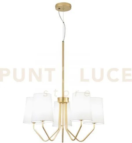 Lampadario a sospensione sally oro 5 luci attacco e14 60x150cm in m...