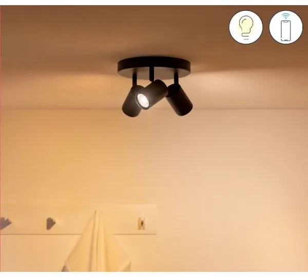 WiZ - Faretto LED RGBW Dimmerabile IMAGEO 3xGU10/4,9W/230V Wi-Fi CRI 90 nero