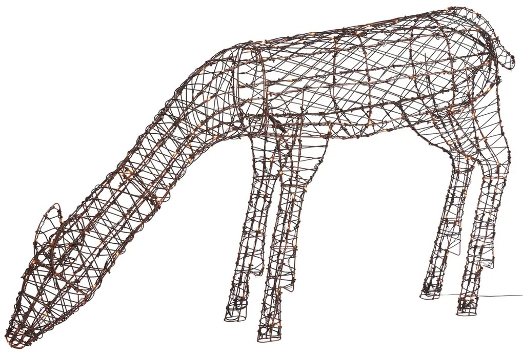 Lampada da terra marrone in rattan a forma di renna con LED IP44 - Flossie