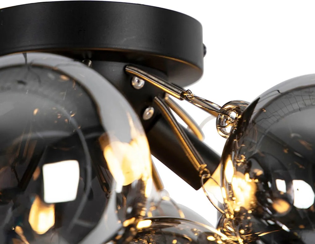 Lampada da soffitto intelligente nera con vetro fumé incl. 4 G9 Wi-Fi - Uvas