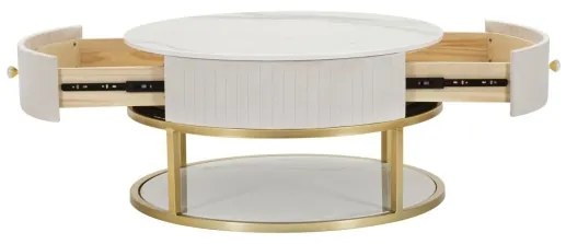 Tavolo da caffè con struttura dorata montpellier color crema ø75x36 cm