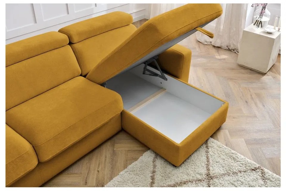 Divano angolare color senape allungabile (con composizione variabile) Monaco – Bobochic Paris