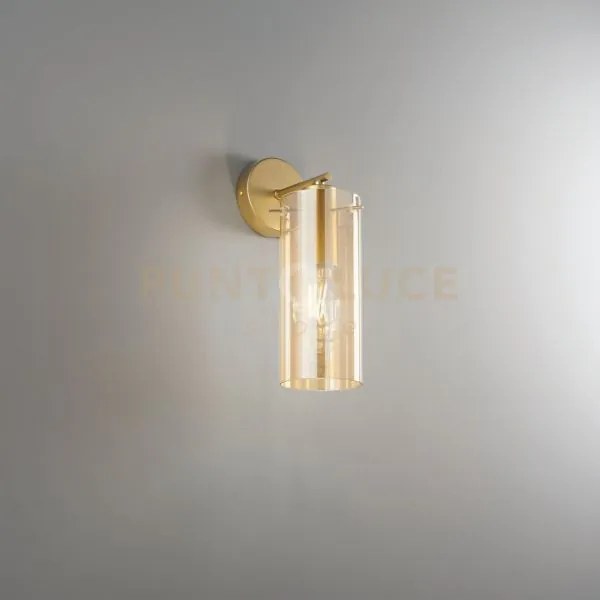 Applique a parete magic oro e ambra 1 luce attacco e27 15,5x15,5x30...