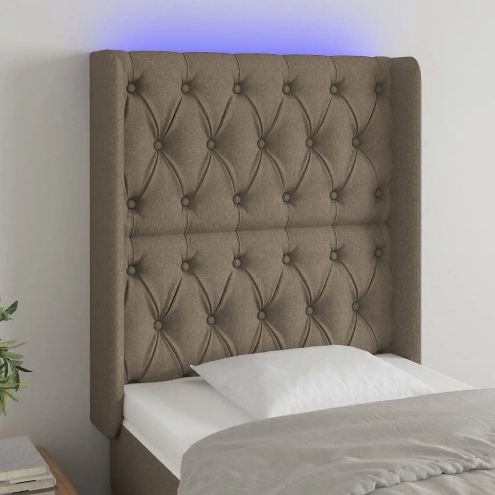 Testiera A Led Tortora 83x16x118/128 Cm İn Tessuto /